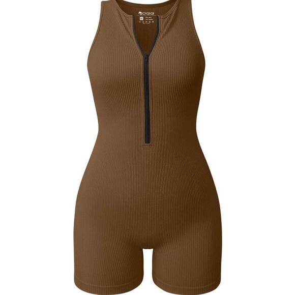 Amazon Women's Zip-Front Yoga Romper – Sleeveless Workout Vibes (Small) - Picture 1 of 1